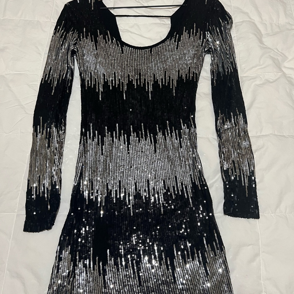 Roly Poly black & gray sequin mini dress
